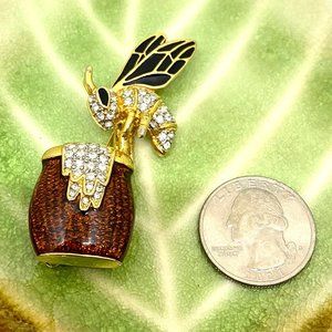 Vintage Jewel Encrusted Bee & Honeypot Brooch/Pin